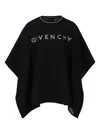 Givenchy Reversible Black Cape For Girl With Logo And 4g Motif In Black