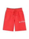 Givenchy Kids' Cotton Blend Sweat Shorts In Red