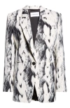 Givenchy Hair Print Wool Blend Blazer In Gray