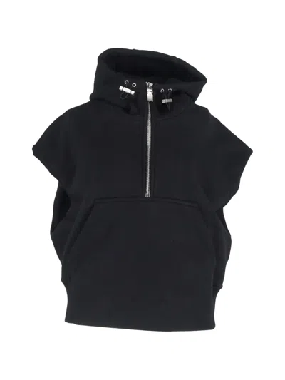 Pre-owned Givenchy Half-zip Short-sleeves Hoodie In Black