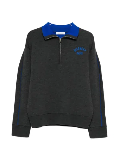Givenchy Half-zipped Logo Sweater In Blue