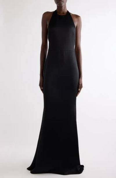GIVENCHY GIVENCHY HALTER NECK CREPE BACK SATIN GOWN