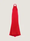 Givenchy Halter Neck Dress In Crepe And Satin In Red