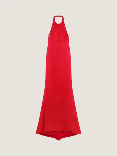 Givenchy Halter Neck Dress In Crepe And Satin In Red