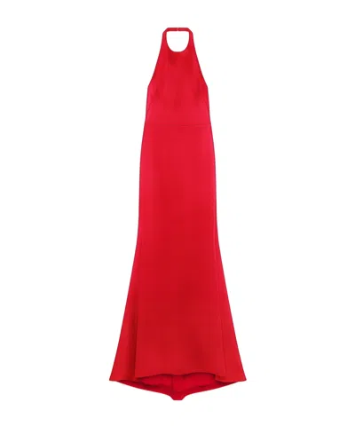 Givenchy Halter Neck Dress In Crepe And Satin In Red