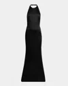 Givenchy Halter Neck Dress In Crepe And Satin In Black