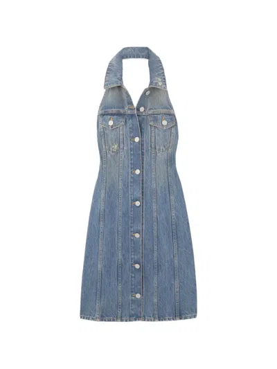 Givenchy Halterneck Denim Dress In Blue