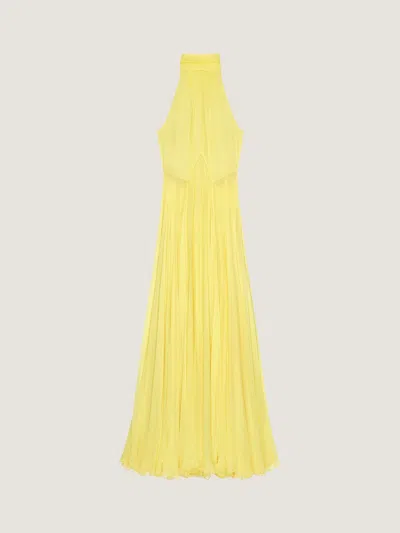 Givenchy Halterneck Evening Dress In Silk Chiffon With Bow Detail In Yellow