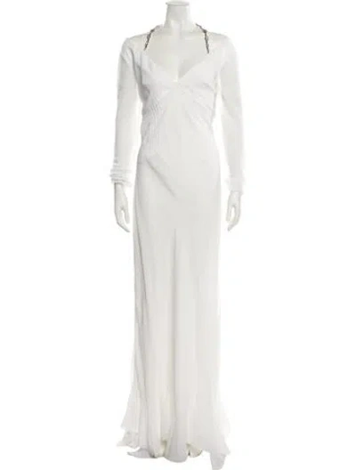 Pre-owned Givenchy Halterneck Long Dress In White