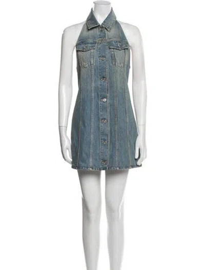 Pre-owned Givenchy Halterneck Mini Dress In Blue