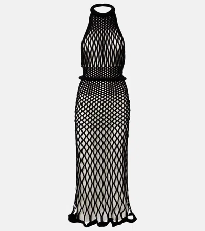 Givenchy Halterneck Open-back Mesh Midi Dress In Black