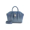 Givenchy Antigona Lock Mini Shoulder Bag In Blue Cotton In Blue