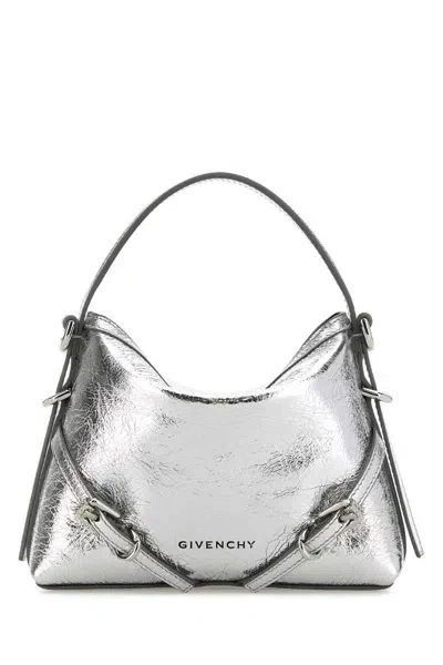 Givenchy Silver Leather Nano Voyou Handbag