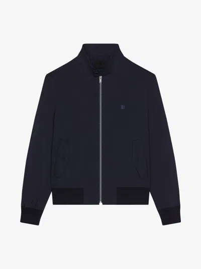 Givenchy Harrington Jacket In Wool Poplin With 4g Detail In Blue