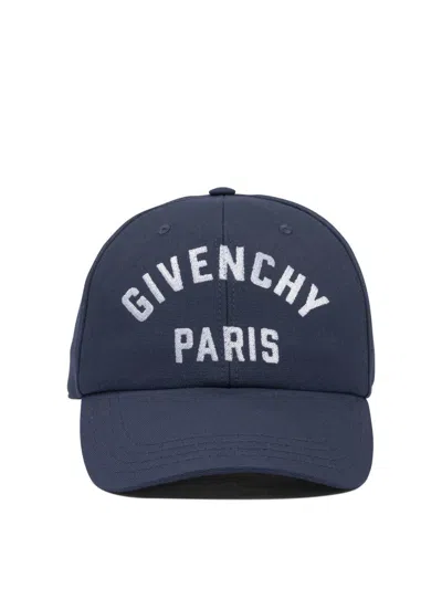 Givenchy Men Baseball Cap With Embroidered Logo In Blue