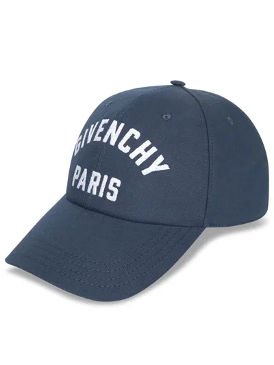 Givenchy Men Baseball Cap With Embroidered Logo In Blue