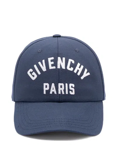 Givenchy Men Baseball Cap With Embroidered Logo In Blue