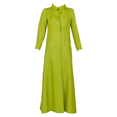 Pre-owned Givenchy Haute Couture 1971 Chartreuse Green Silk Evening Coat