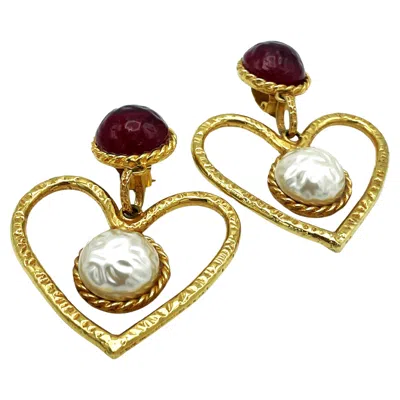 Pre-owned Givenchy Heart-shaped Clip-on Earring By  Paris, Gold Plated, 1980s In Multi