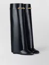 Givenchy Women Black Sandals With Logo Plaque On The Front And High Wedge Heel In Leather Woman In Black