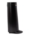 Givenchy Women Black Sandals With Logo Plaque On The Front And High Wedge Heel In Leather Woman In Black
