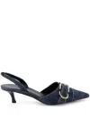 Givenchy Voyou Denim Buckle Slingback Pumps In Blue