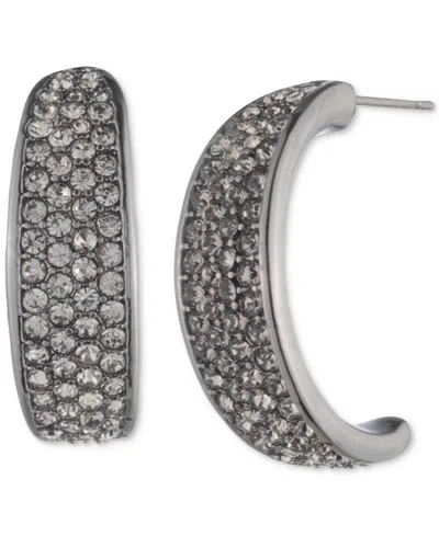 GIVENCHY Hematite-Tone Crystal Pave Polished Hoop (両耳) GIVENCHY Hematite-Tone Crystal Pave Polished Hoop (両耳