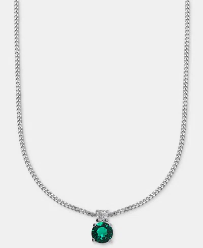 Givenchy Hematite-tone Mixed Metal Cubic Zirconia Double Stone Pendant Necklace In Metallic