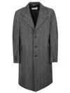 Givenchy Herringbone-pattern Notched-lapel Coat In Gray