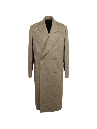 Givenchy Herringbone Double-breasted Wool Coat In Brown