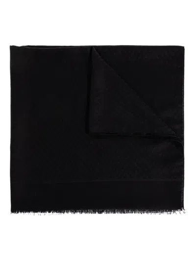 Givenchy Herringbone Fringed Scarf In Black