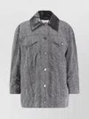 Givenchy Herringbone Pattern Cotton Jacket With Leather Collar In Gray