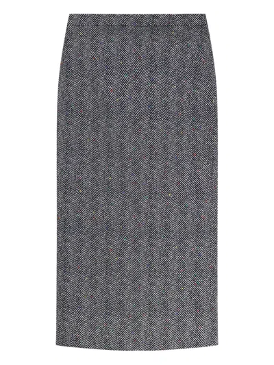 Givenchy Herringbone-pattern Midi Pencil Skirt In Black