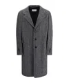 Givenchy Herringbone-pattern Notched-lapel Coat In Black