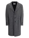Givenchy Herringbone-pattern Notched-lapel Coat In Black