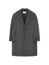 Givenchy Tailored Coat In Wool Herringbone In Gray