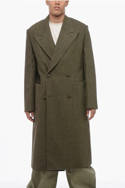 GIVENCHY HERRINGBONE WOOL DOBLE BREASTED COAT