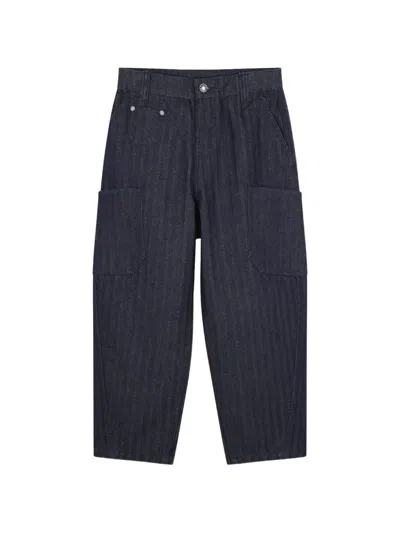 Givenchy Kids' Herringbone-pattern Cargo Jeans In Black
