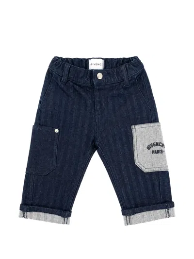 Givenchy Babies' Herringbone-pattern Patch-pocket Jeans In Blue
