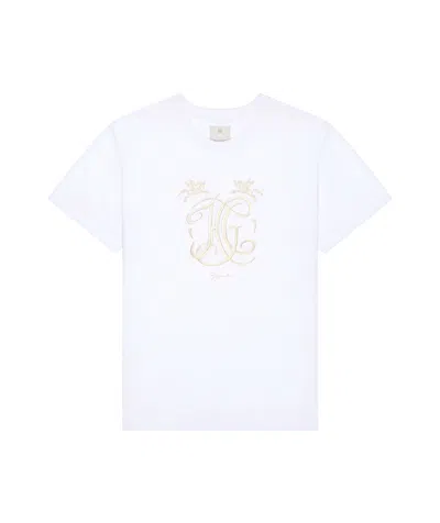 Givenchy Hg Embroidered Cotton T-shirt In White
