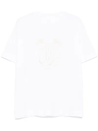 Givenchy Hg-embroidery Cotton T-shirt In 100-white