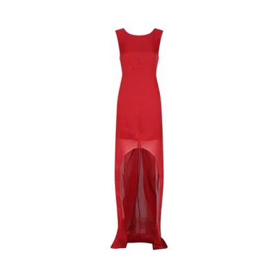 Pre-owned Givenchy Hi Low Dress With Big Bows 'cherry' | Red | Women's Size 38