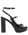 Givenchy High Block Heel Leather Sandals In Black