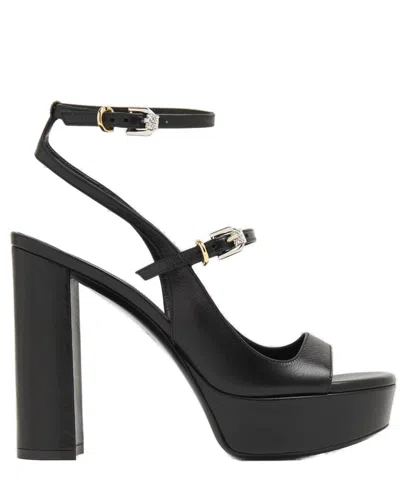 Givenchy High Block Heel Leather Sandals In Black