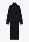 Givenchy High-low Turtleneck Wool-blend Sweater In Gray