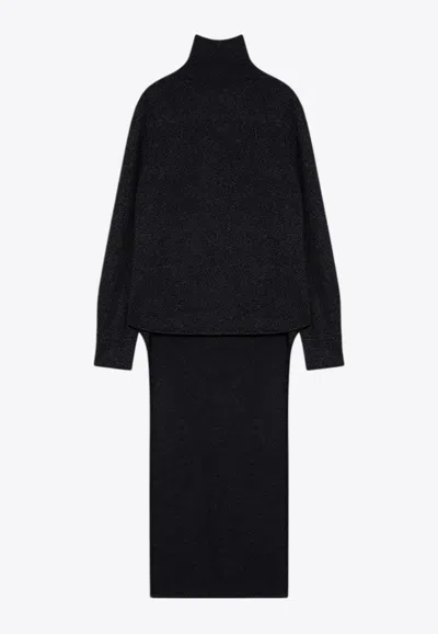 GIVENCHY HIGH-LOW TURTLENECK WOOL-BLEND SWEATER