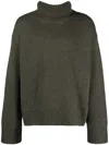 Givenchy Ribbed Turtleneck Oversized Cashmere Sweater In Green