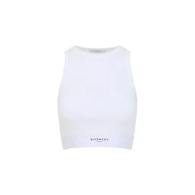 Givenchy High-neck Fitted Top With Contrasting Hem Band In White