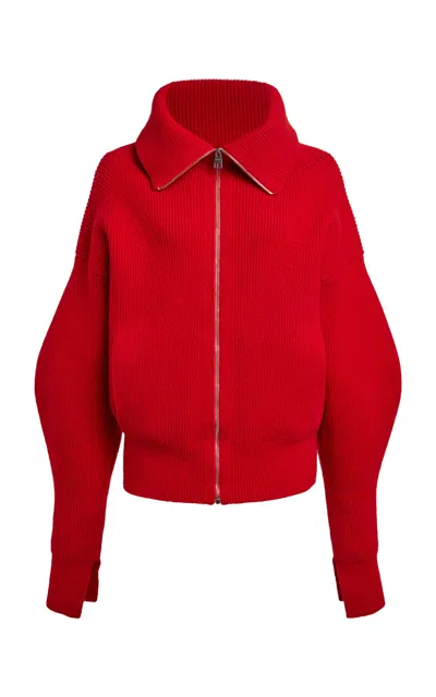 Givenchy High Neck Knit Cardigan In Red
