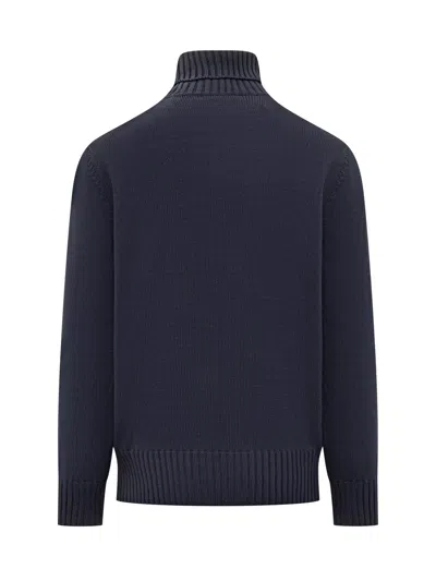 Givenchy High Neck Logo Pullover Sweater In Dark Navy